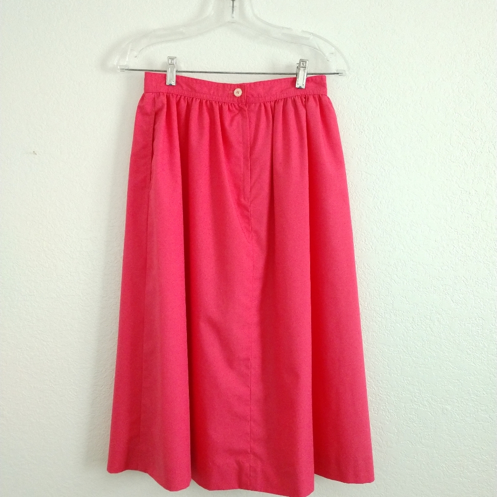 2 Lands' End Skirts Skirt 80s Charter Collection Green & Pink Pockets Size 10 - Picture 5 of 10
